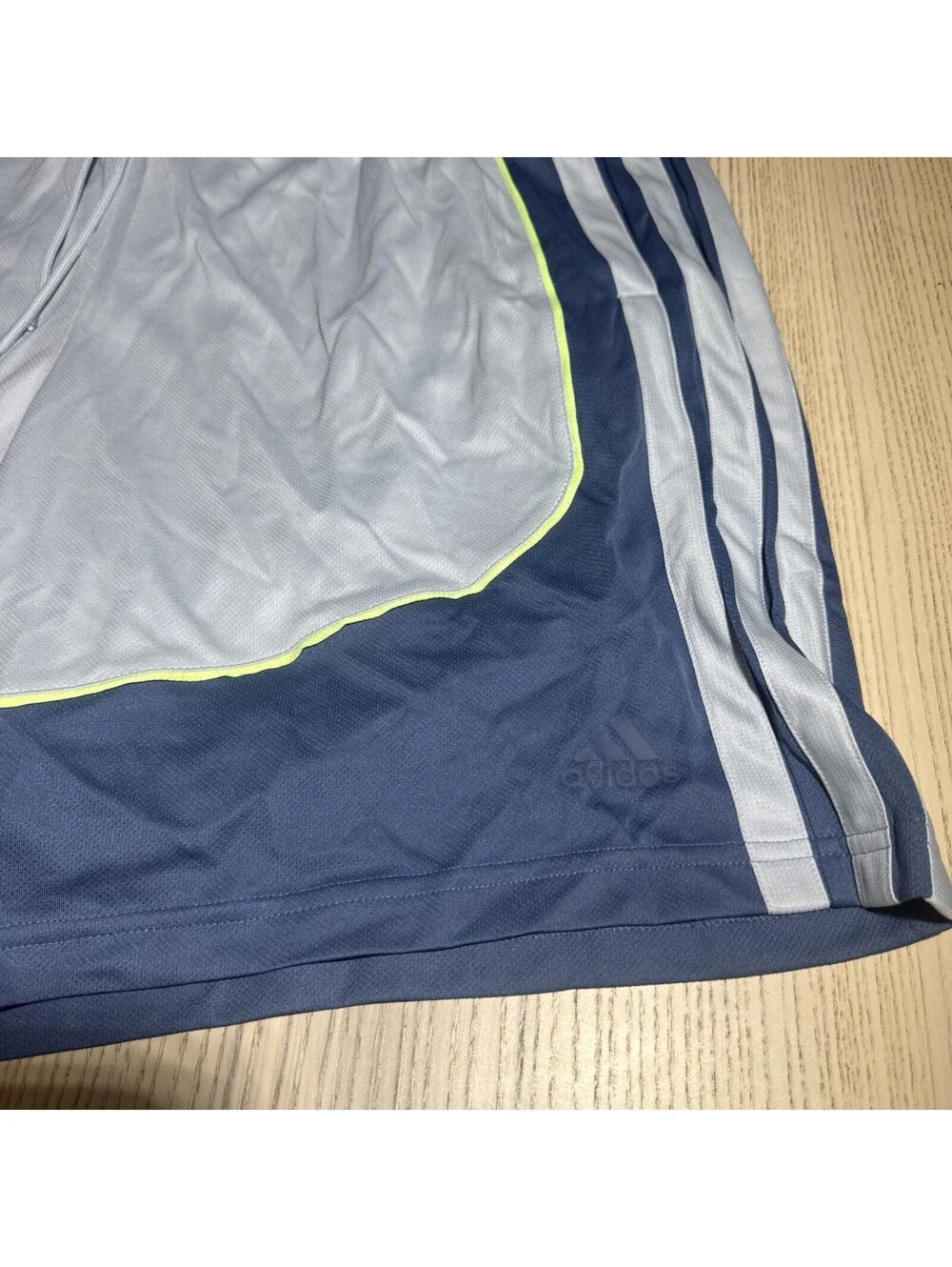 Adidas Men's Own The Run Shorts Gray Blue Neon Green Accent Athletic Size XL
